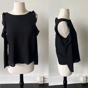H&M Cut Out Shoulder Black Long Sleeve Blouse